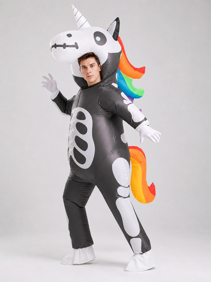 Inflatable Skeleton Unicorn Halloween Costume