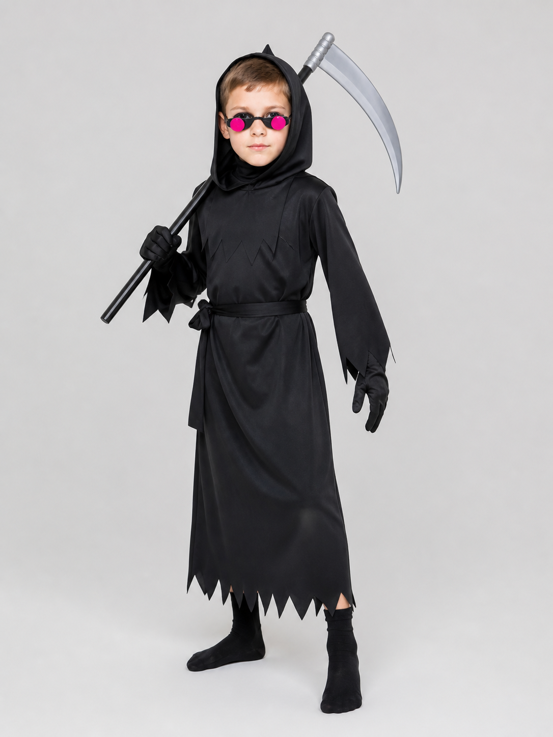 Children's Grim Reaper Costume with Scythe and Glowing Glasses Costumes detail 2