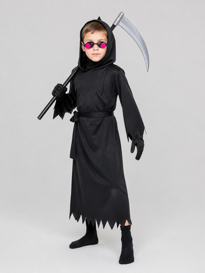 Children's Grim Reaper Costume with Scythe and Glowing Glasses Costumes detail 2