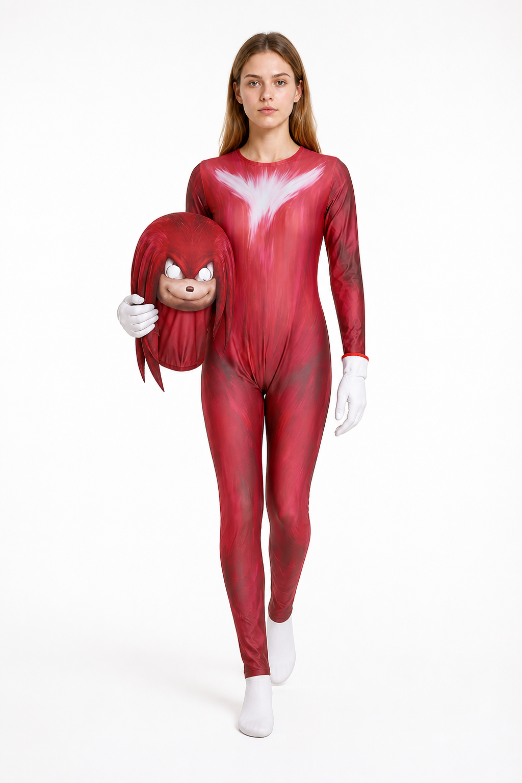 Knuckles Carnival Costume Jumpsuit with Mask Costume Masks detail