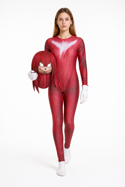Knuckles Carnival Costume Jumpsuit with Mask Costume Masks detail