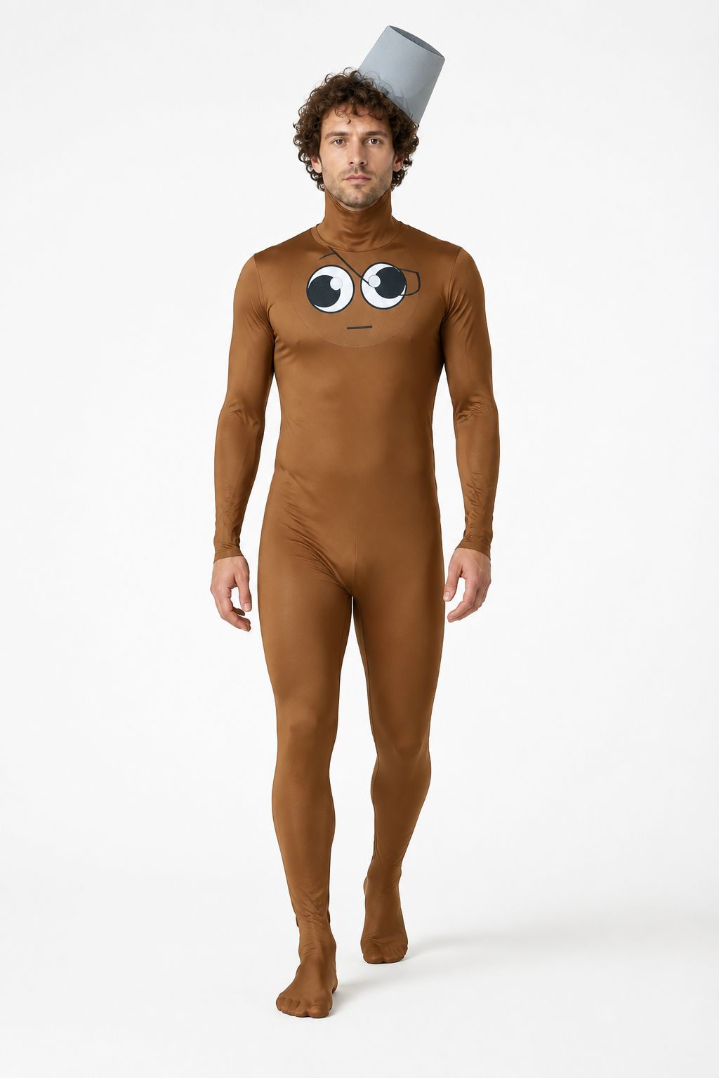 Brown jumpsuit costume with a character face design Costumes detail 2