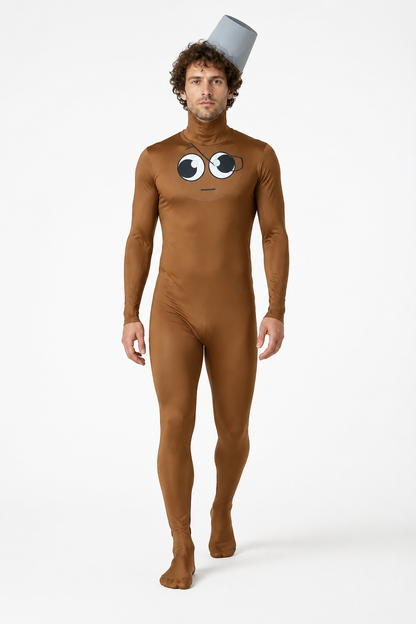 Brown jumpsuit costume with a character face design Costumes detail 2