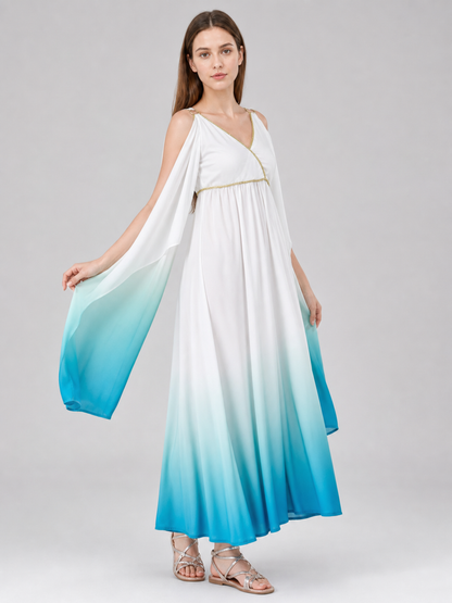 Gradient Maxi Dress with Gold Trim
