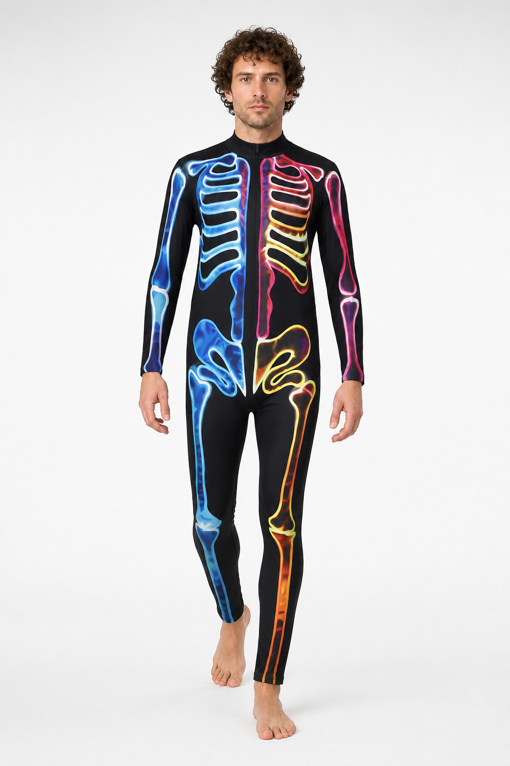 Skeleton Jumpsuit, Colorful Print, High Collar product detail 2