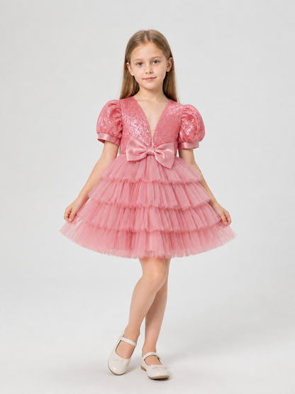 Girls' Sequin Tutu Dress with Bow Costume Dresses detail 2