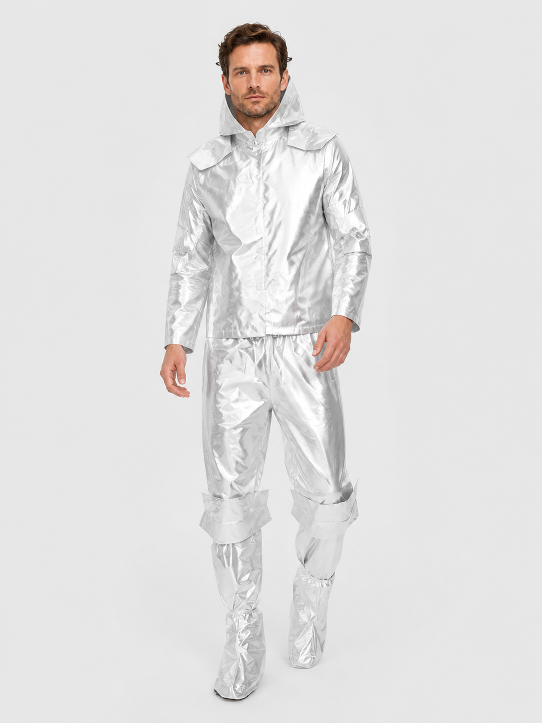 Silver Astronaut Costume with Hood for Halloween Costumes detail