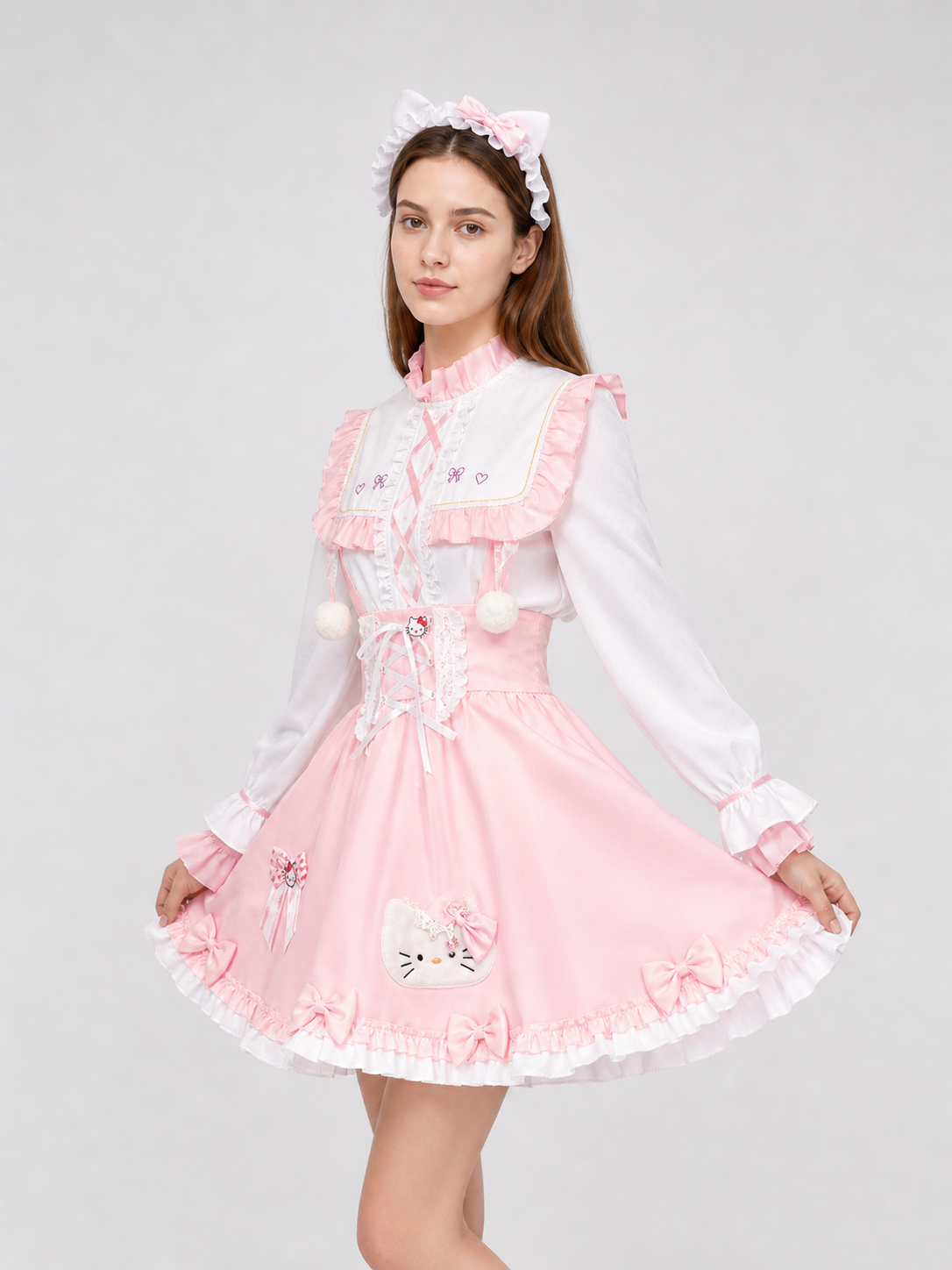 Emma Woods Hello Kitty Cosplay Costume with Accessories