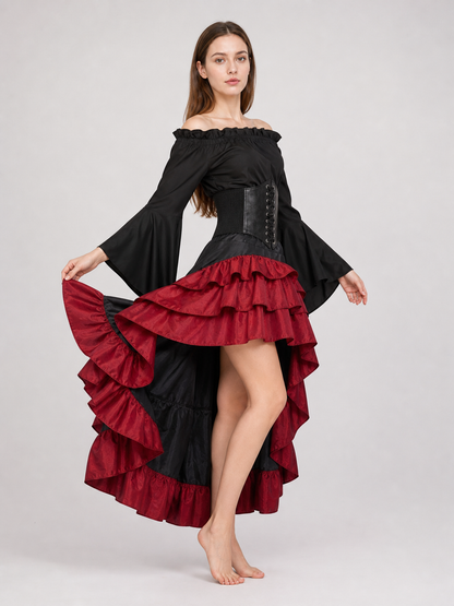 Pirate Costume with Corset and Tiered Skirt