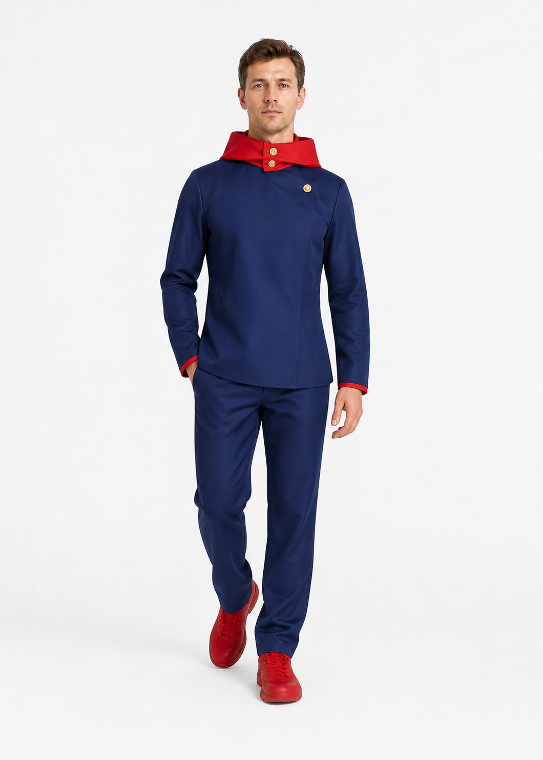 Cosplay: Uniform with a Red Collar and Gold Buttons Costumes detail 2