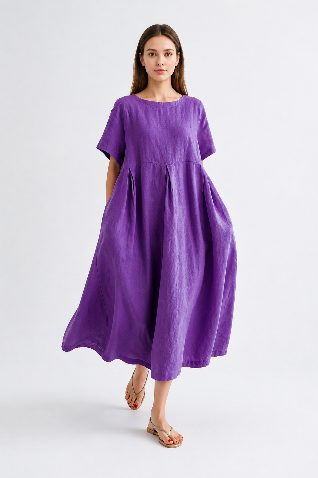 Loose A-Line Dress with Pleated Skirt Costume Dresses detail 2