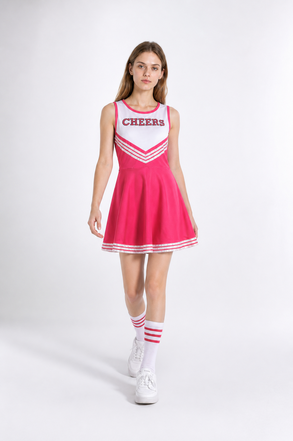 CHEERS Sleeveless Pink and White Striped Dress Costume Dresses detail 2