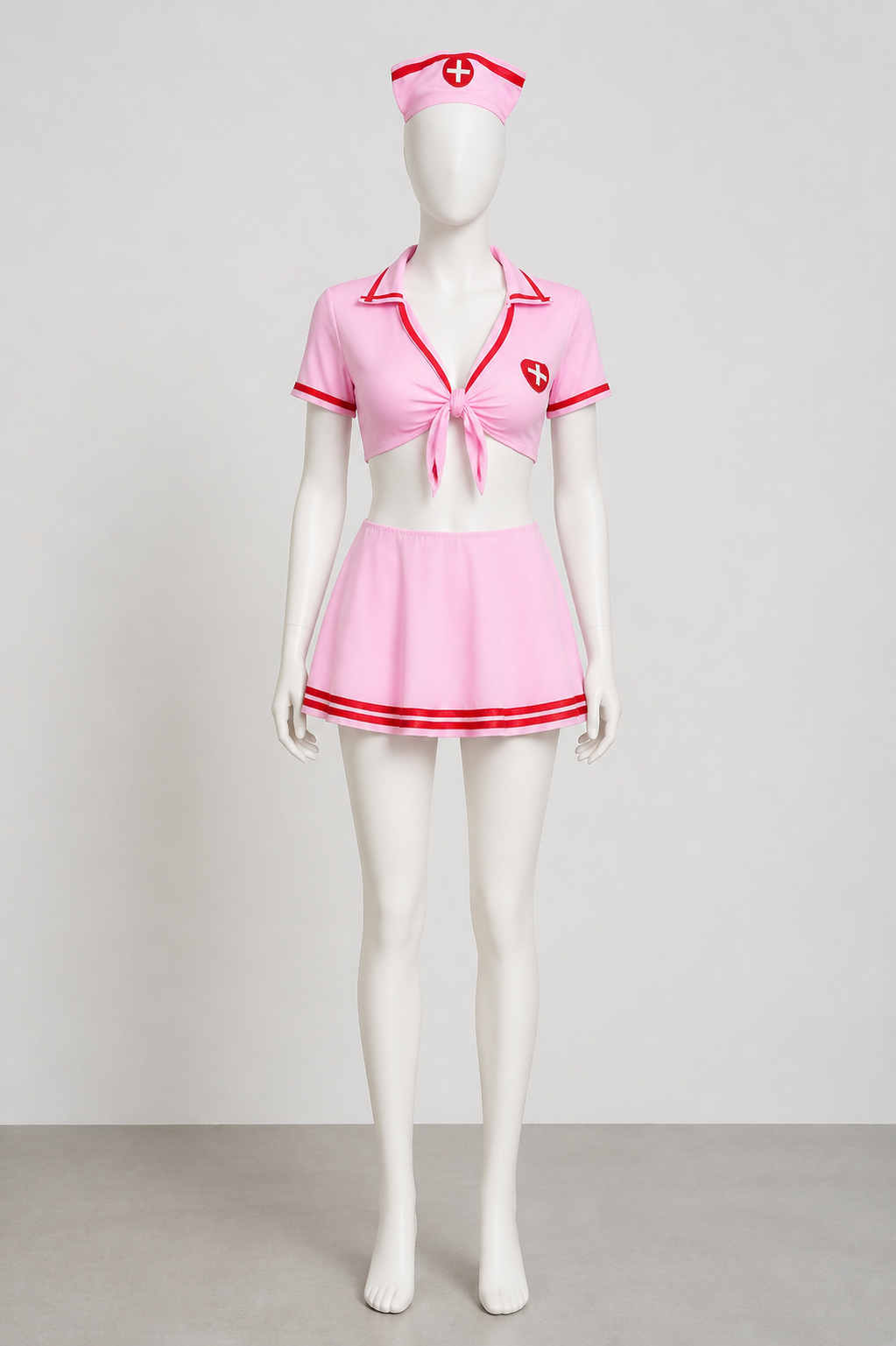 Pink medical uniform with skirt and cap