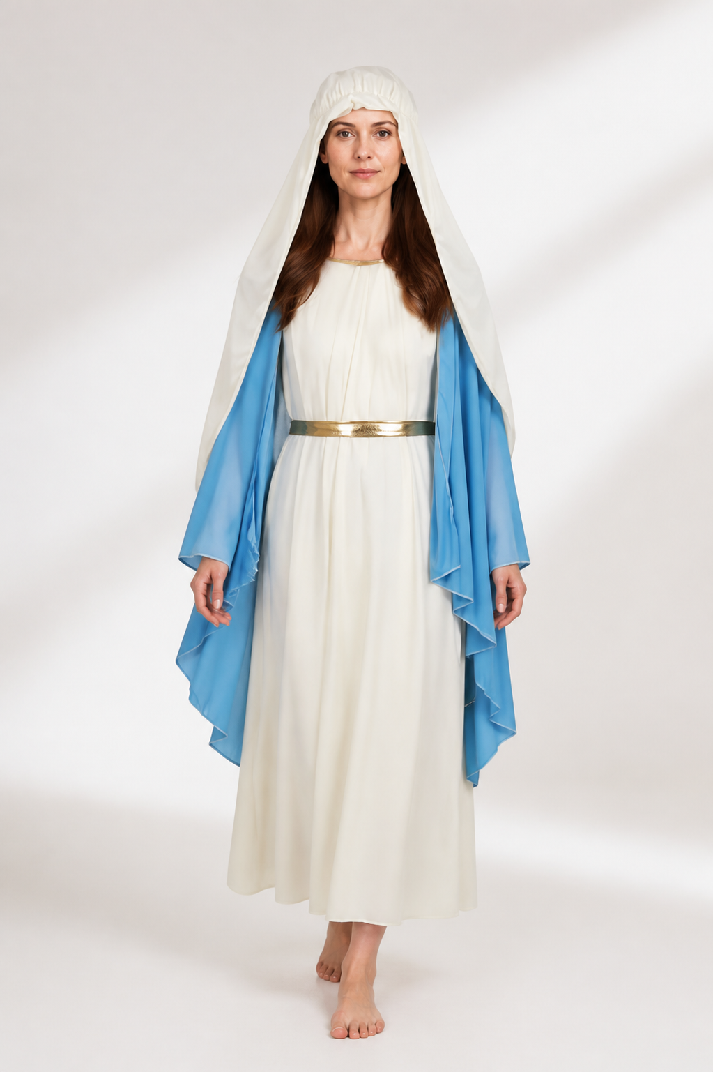 Long Hooded Robe, Blue Capes, Gold Belt product detail 2
