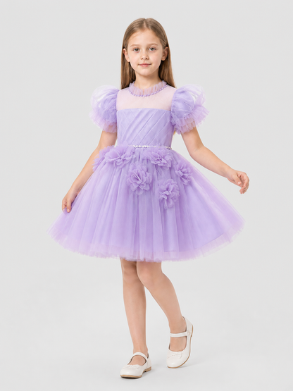 Party Dress with a Full Skirt and Puff Sleeves Costume Dresses detail 2