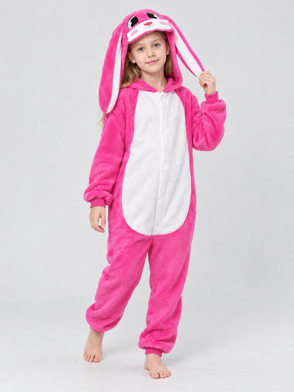 Kids' Bunny Jumpsuit Pajama with Hood and Ears