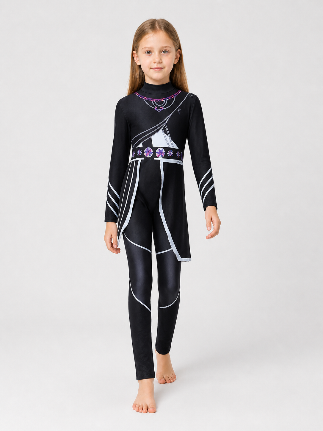 Punk Rumi Cosplay Jumpsuit, Black, with Decorative Details Costumes detail 2