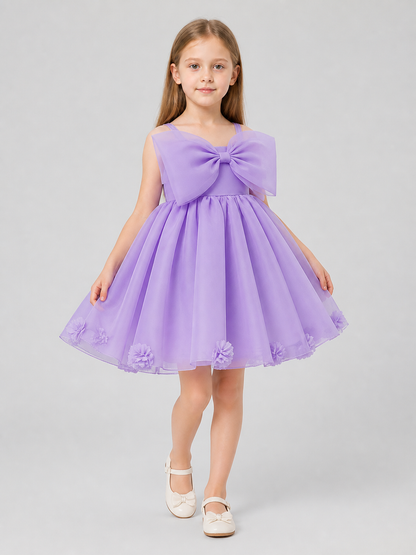 Full-skirted dress with bow and flowers, purple Costume Dresses detail 2