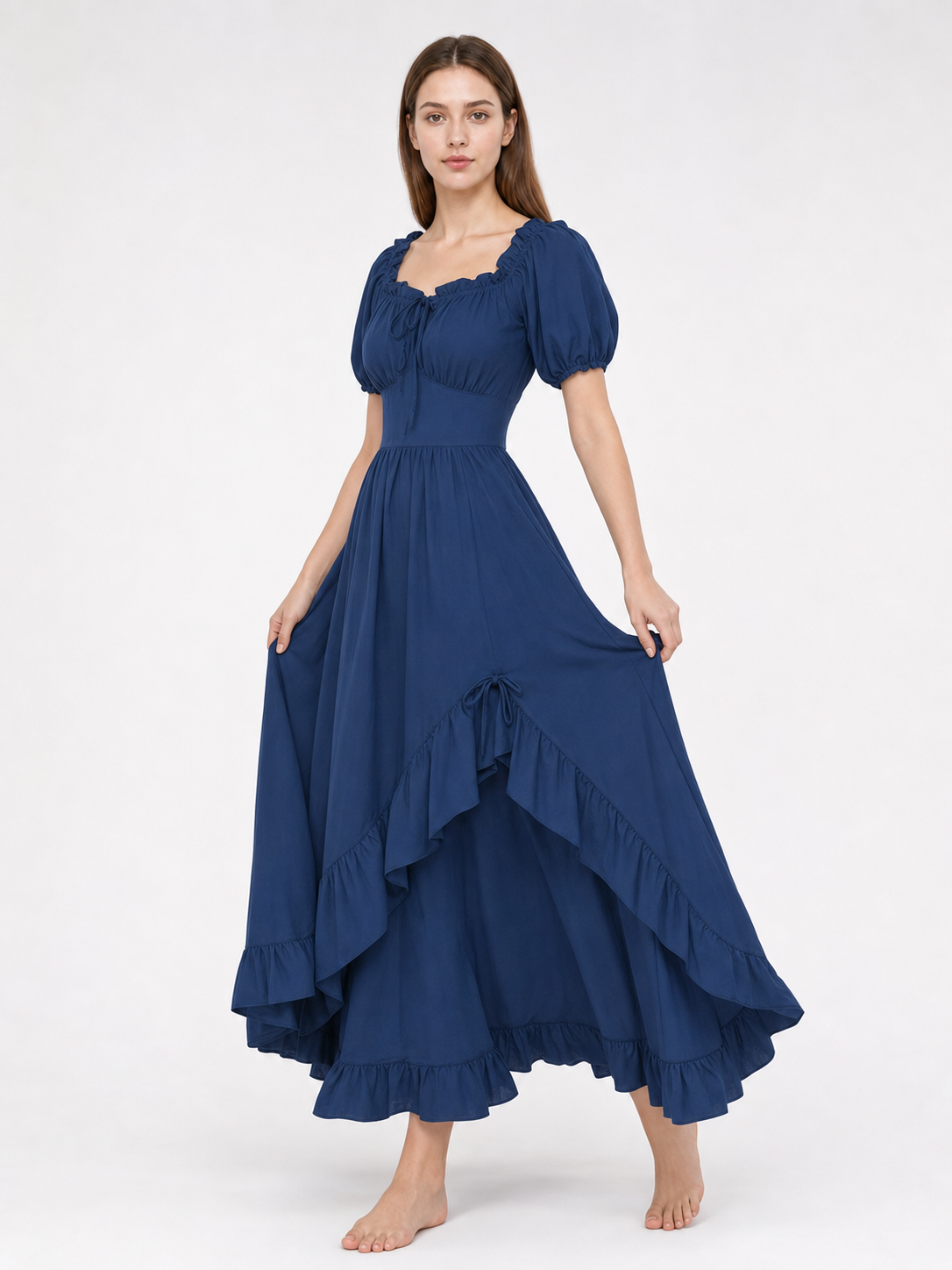 Vintage-style maxi dress with ruffles