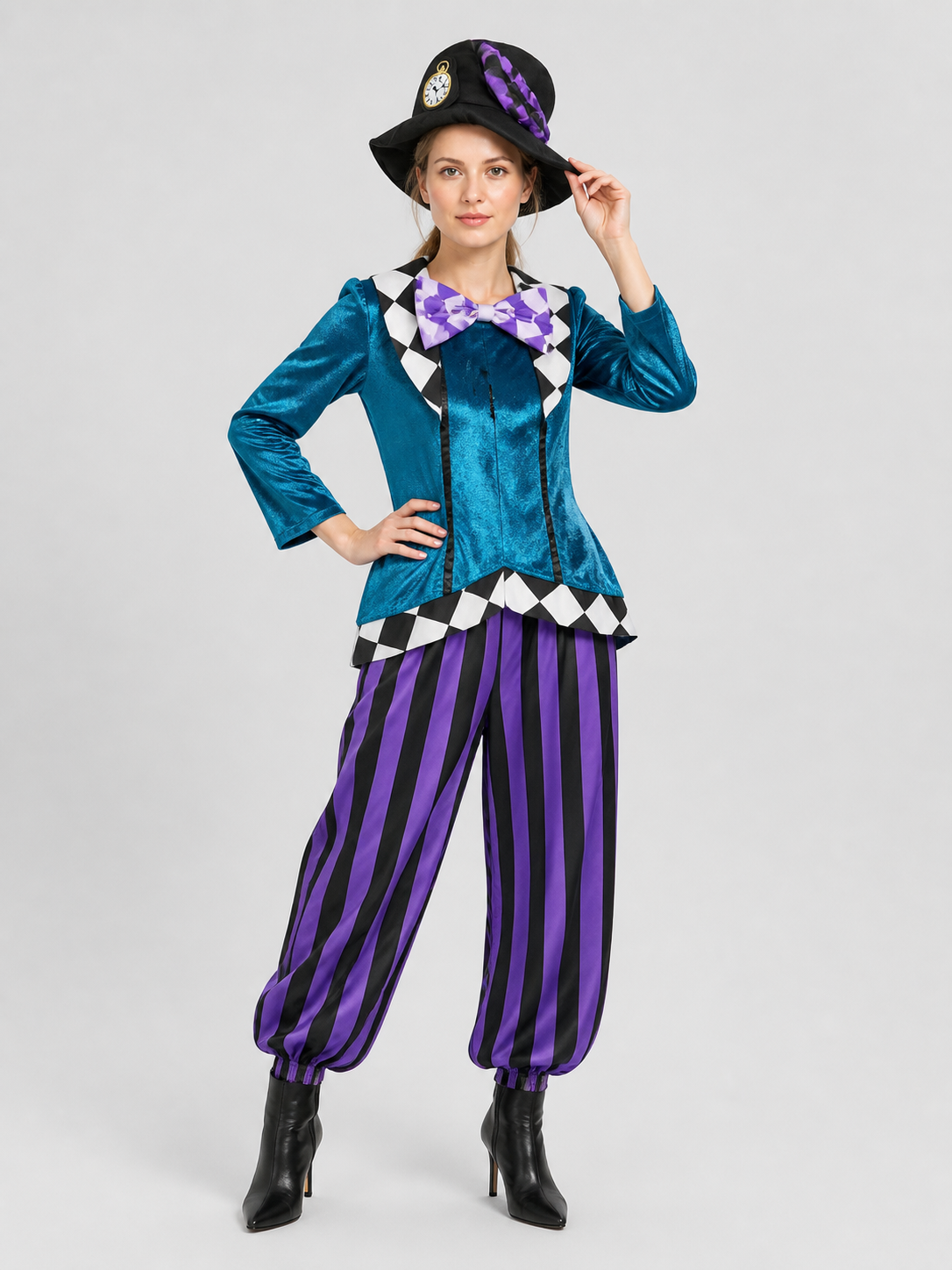 Fantasy Carnival Costume with Hat and Striped Pants Costume Headwear detail 2