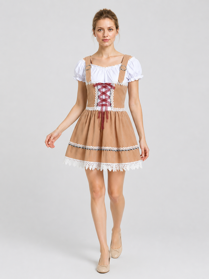 Bavarian-Style Dress with Suspenders and Lace Costume Dresses detail 2