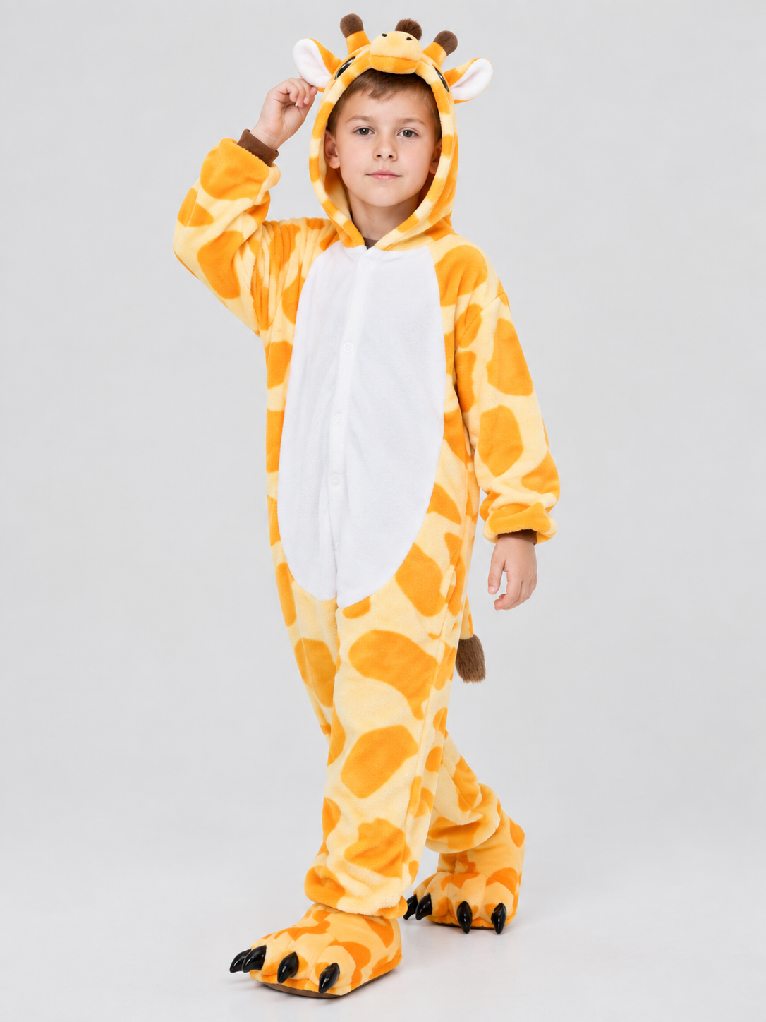 Kids' Hooded Giraffe Print Pajama Bodysuit