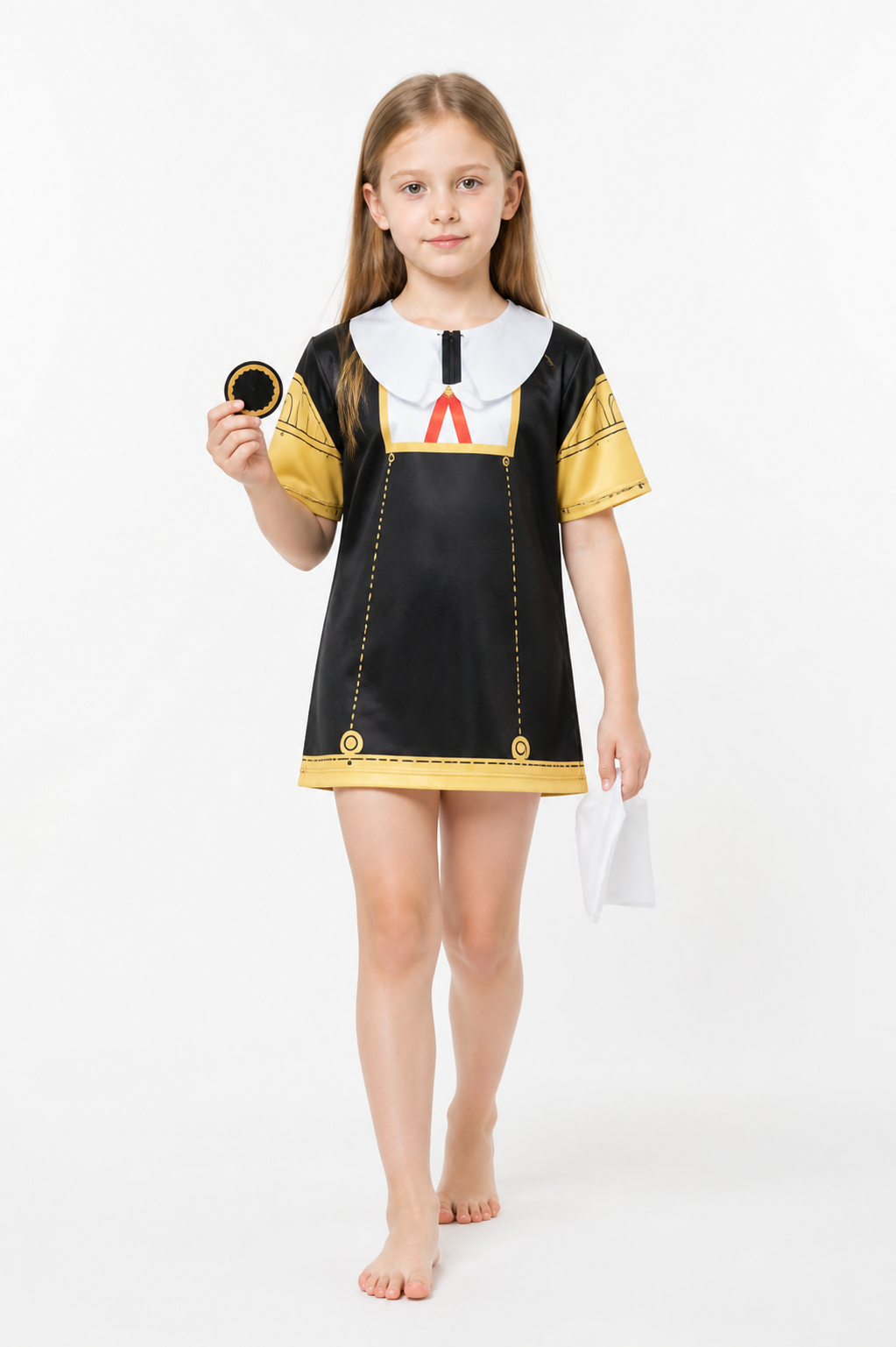 Anya Forger Cosplay Costume, Black Dress with White Collar Costume Dresses detail 2
