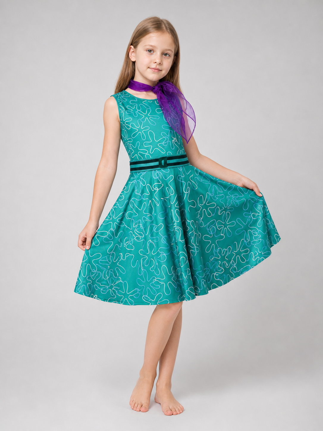 Inside Out 2 Cosplay Dress with Belt and Scarf