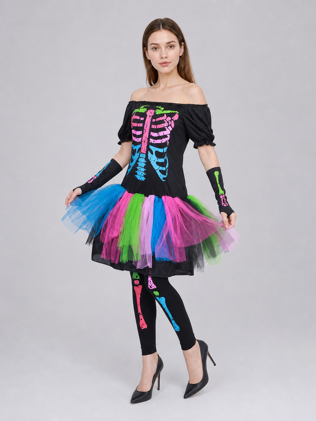 Halloween Skeleton Costume with a Tutu Skirt