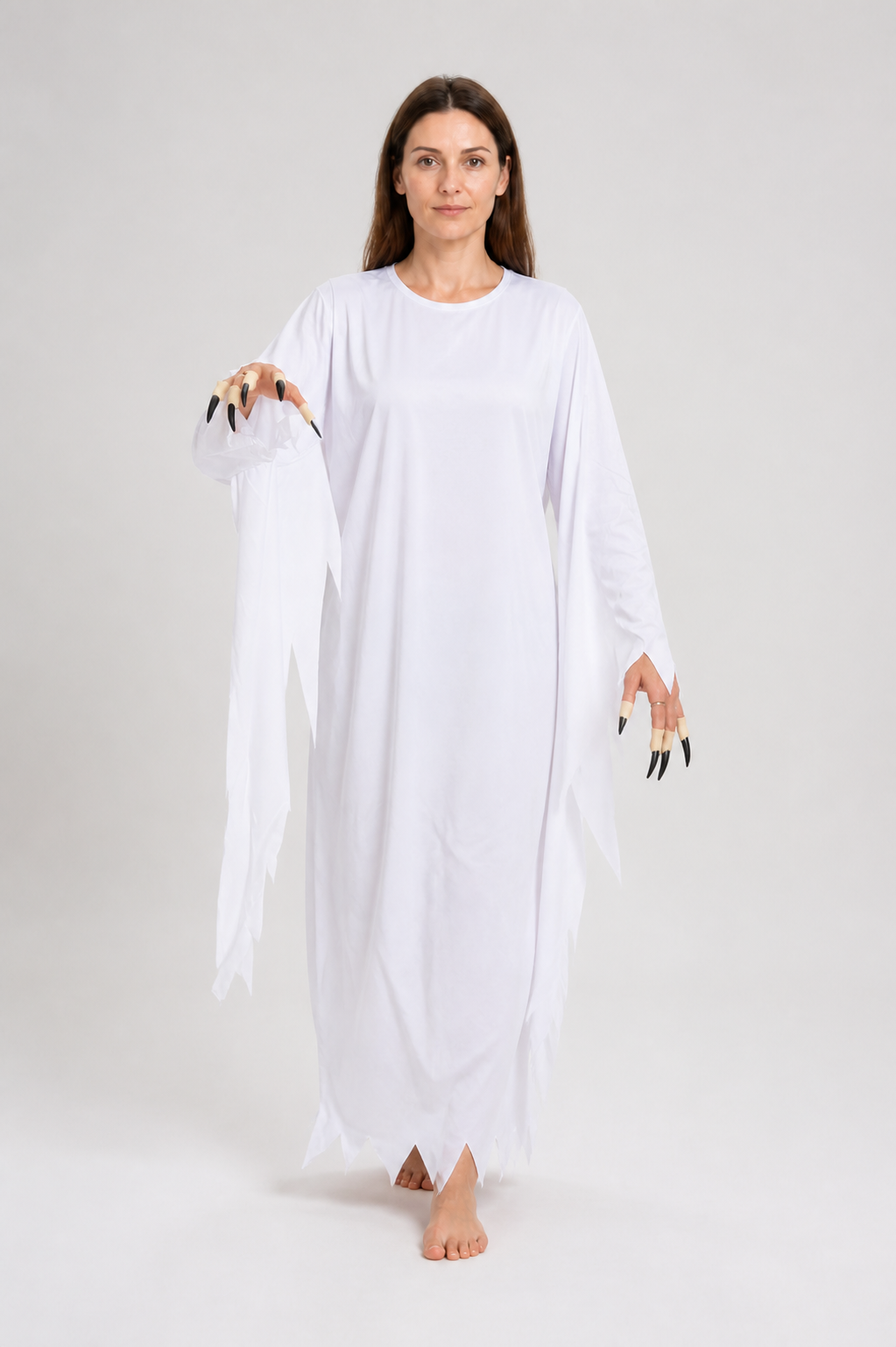 White Zombie Costume, Long Robe with Jagged Edges