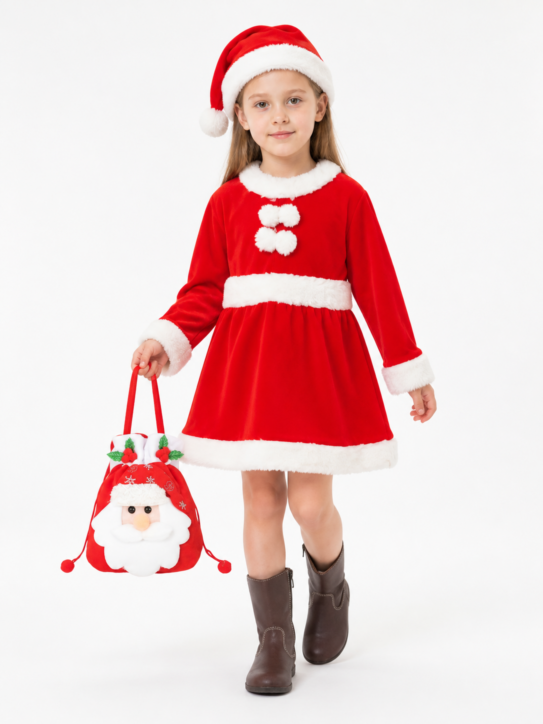 Children’s Santa Costume, Red Dress and Bag product detail 2