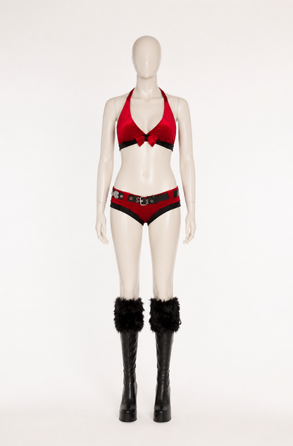 Erotic 2-Piece Red and Black Hooded Set product detail 2