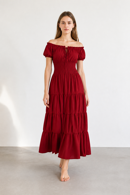 Tiered Off-the-Shoulder Stage Dress