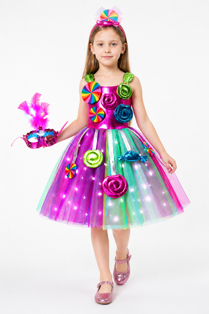 Girls' Dress with LED Lights and Candy Print Costume Dresses detail 2