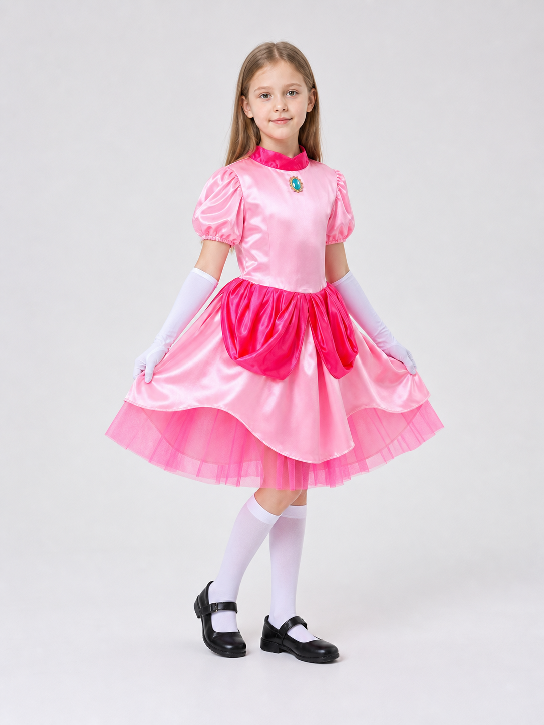 Carnival costume with a dress, gloves, and crown