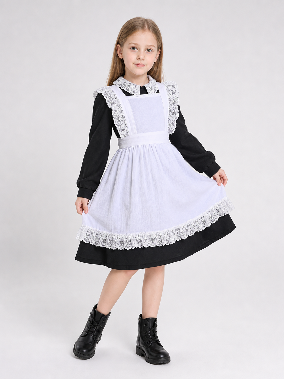 Black and White Maid Costume with Apron