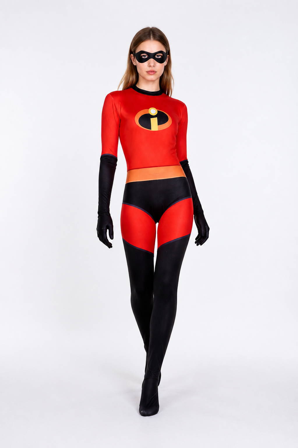 Red and Black Cosplay Jumpsuit with Mask Costume Masks detail 2