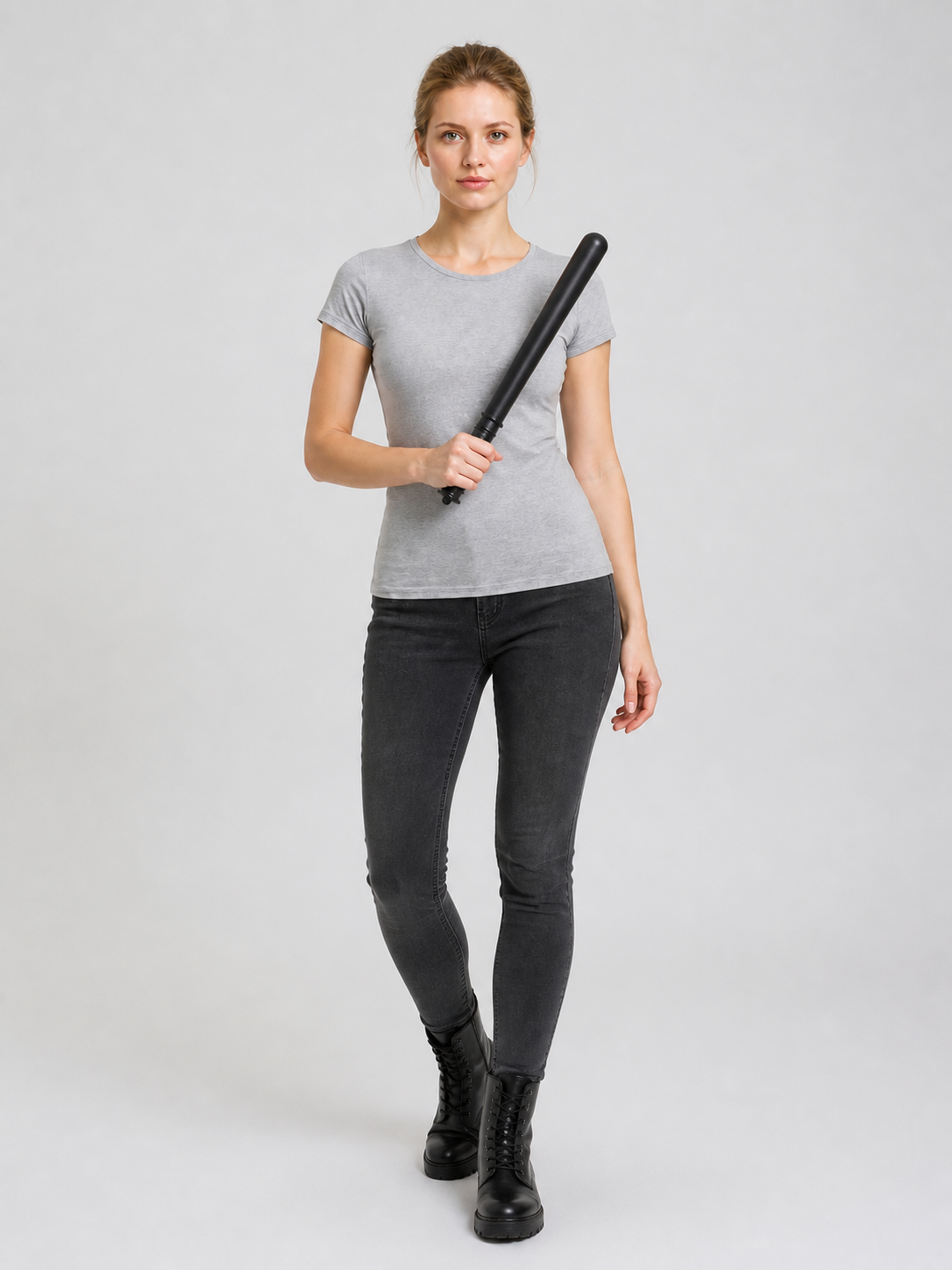 Black Police Baton with Textured Handle Costumes detail 2