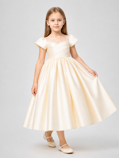Long Princess Dress for Girls with Puff Sleeves Costume Dresses detail 2