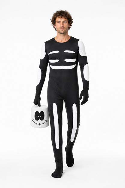 Skeleton Costume with Hood and Gloves Costumes detail 2