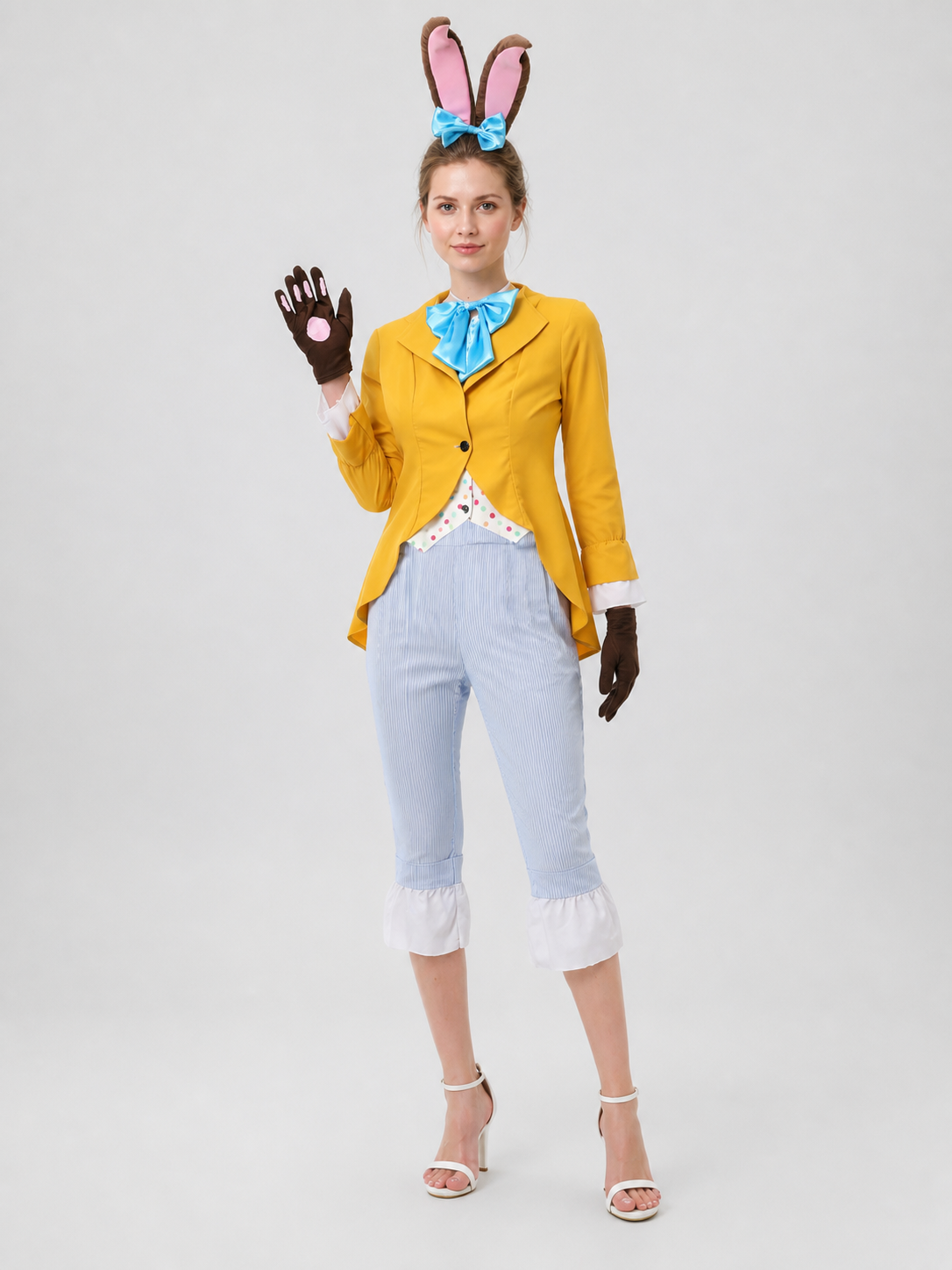 Halloween Rabbit Costume, M-XL, with Ears and Bow Costume Accessories detail