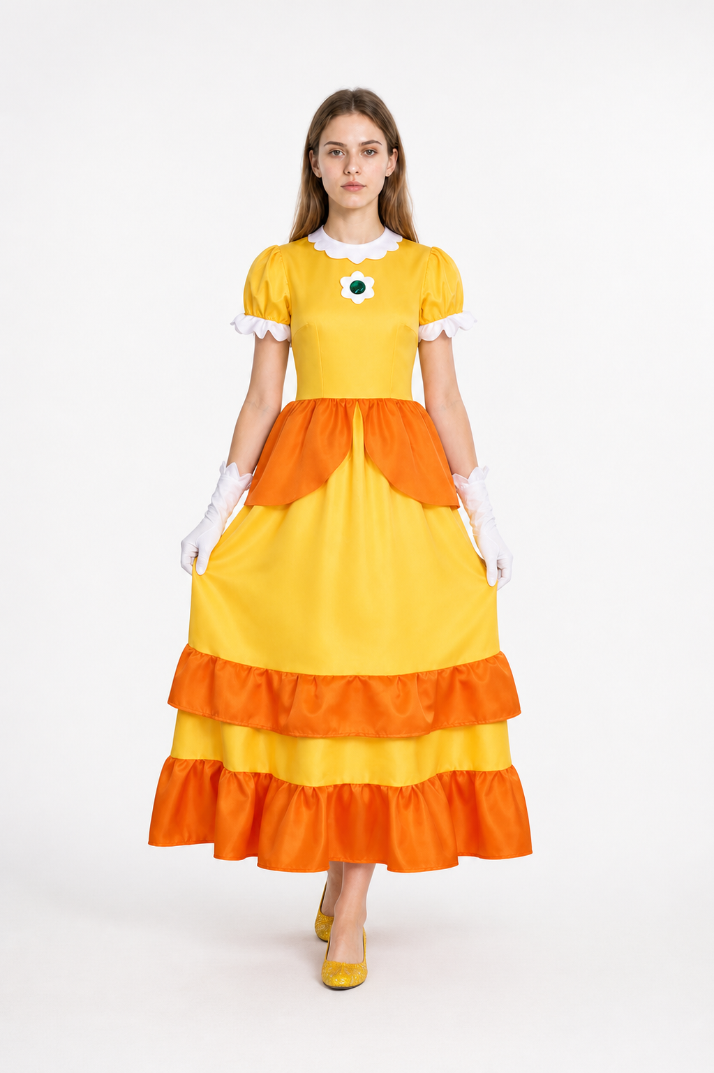 Princess Dress with Tiered Ruffles and Brooch Costume Dresses detail 2
