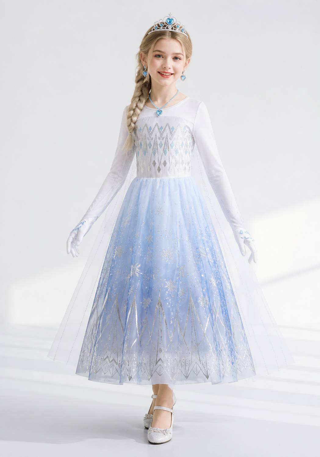 Elsa Costume with Snowflake Dress and Crown Costume Dresses detail 2