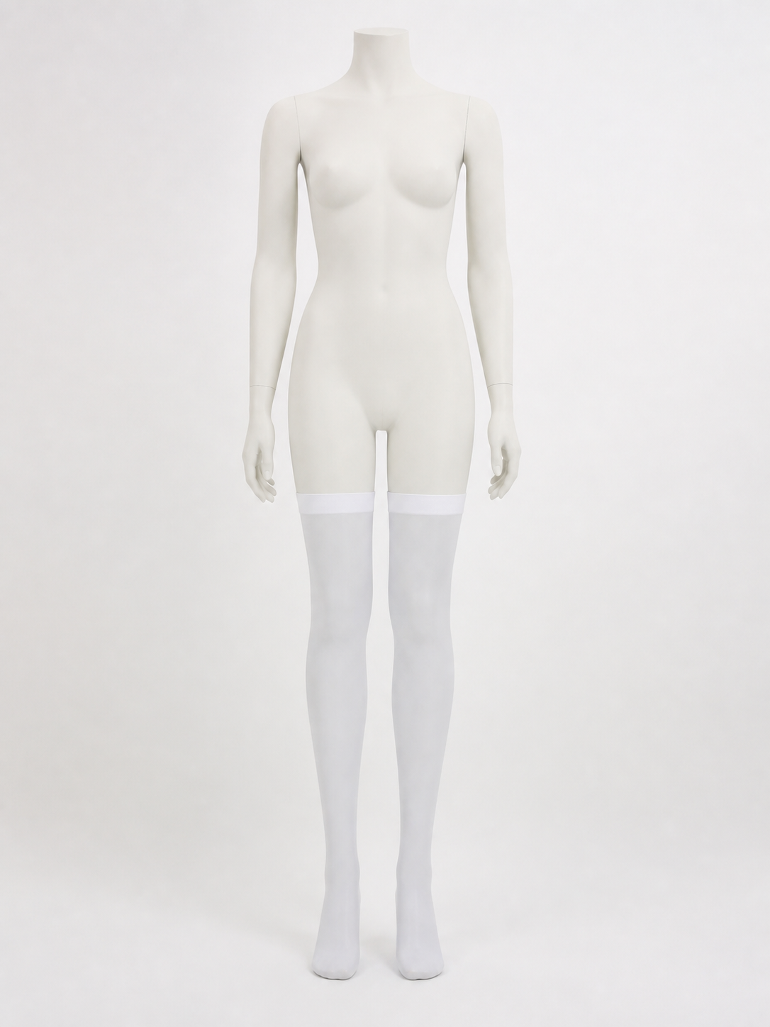 White stockings with a pointed toe and wide elastic band product detail 2