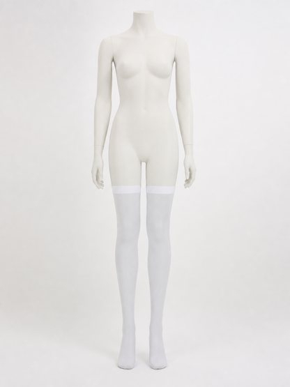 White stockings with a pointed toe and wide elastic band product detail 2