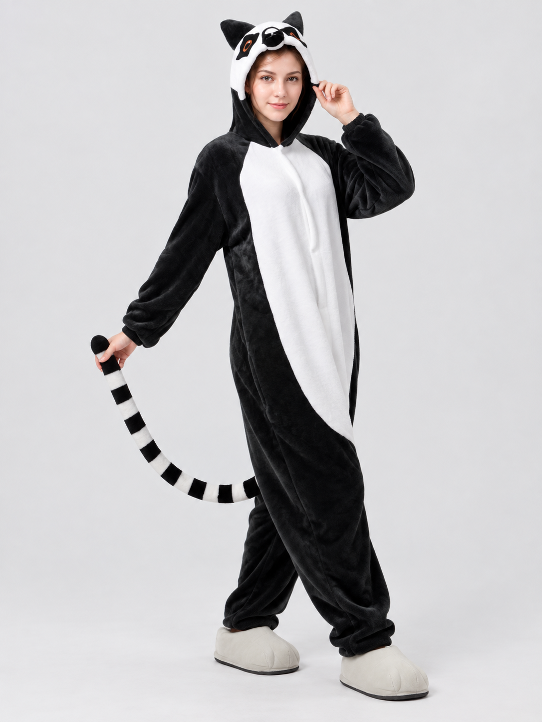 Panda Hooded Pajama Jumpsuit with Ears