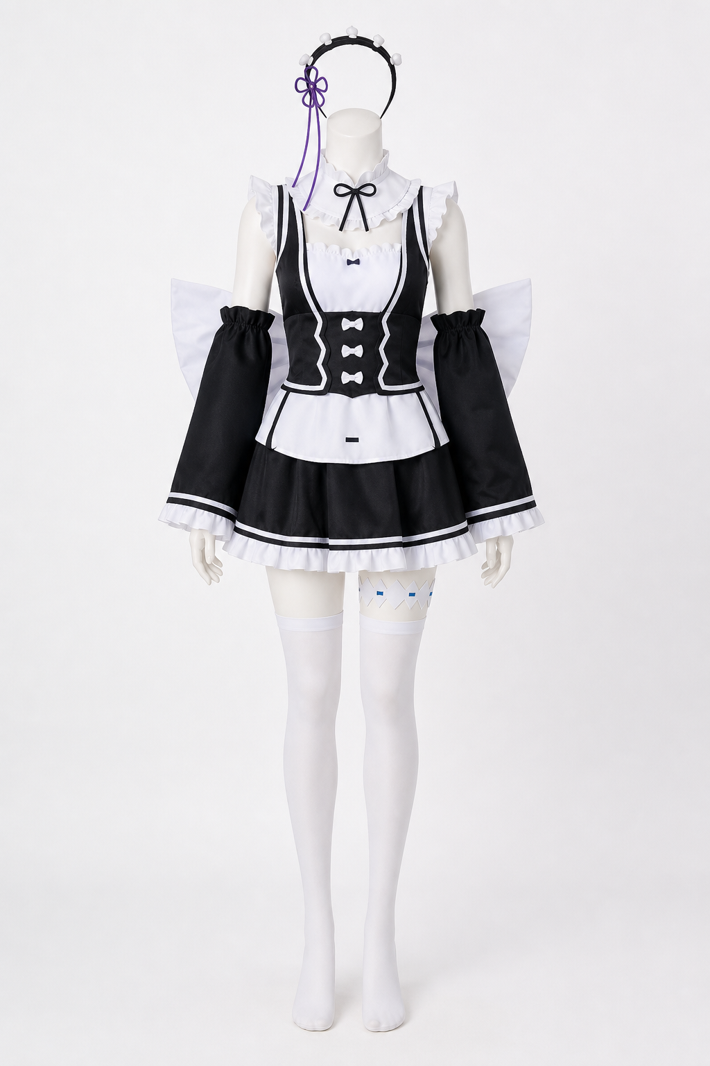 Ram Cosplay Costume with Accessories, Black and White