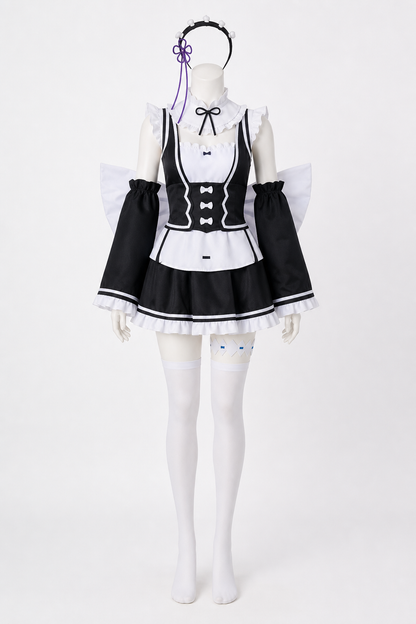 Ram Cosplay Costume with Accessories, Black and White
