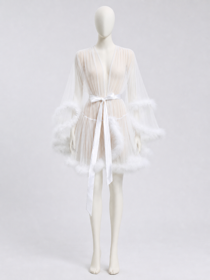 White Sheer Adult Cape with Ties Costume Capes detail