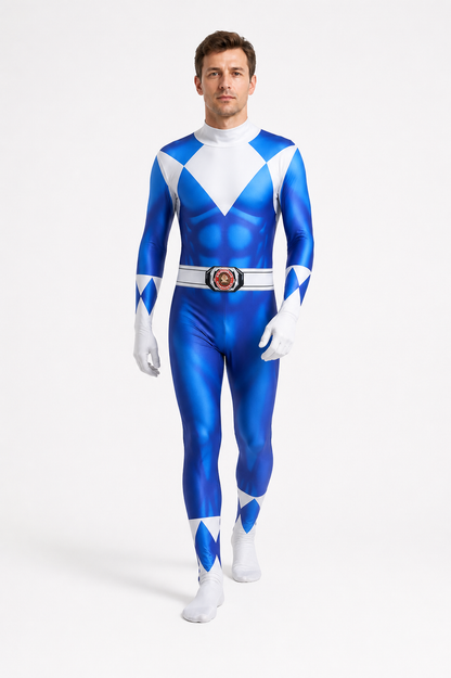 Superhero jumpsuit with mask and belt for cosplay Costume Masks detail 2